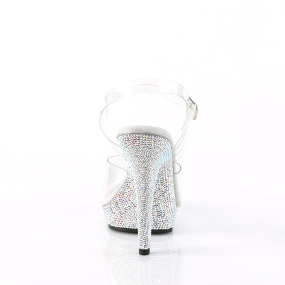 LIP-108DM 5" Heel, 3/4" PF Ankle Strap Sandal W/ Rhinestones