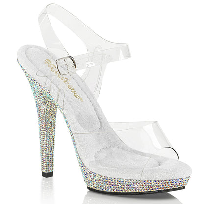 LIP-108DM 5" Heel, 3/4" PF Ankle Strap Sandal W/ Rhinestones