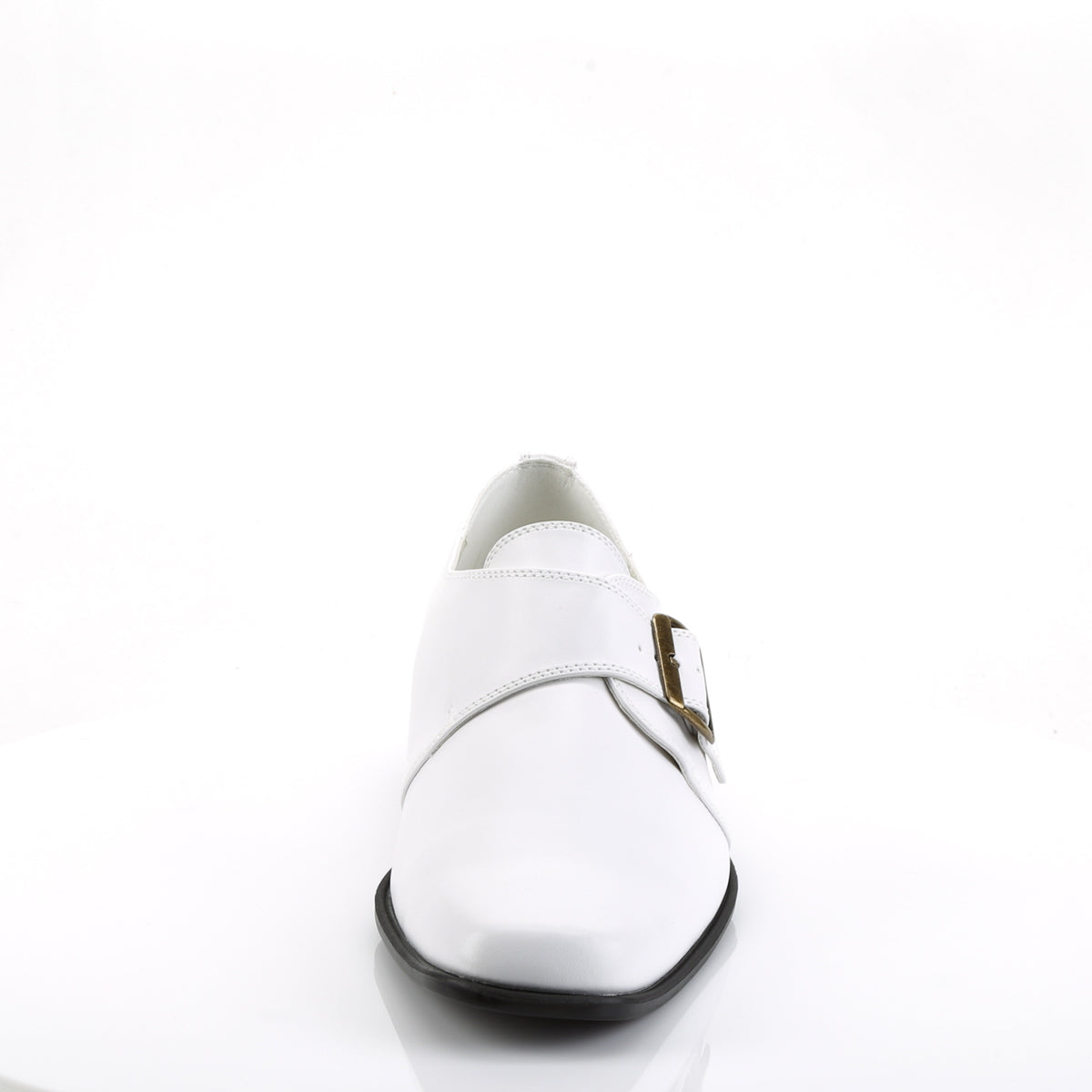LOAFER-12 **1 " Men's White PU Costume Classic Loafer w/A Side Buckle