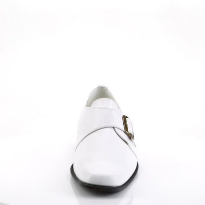 LOAFER-12 **1 " Men's White PU Costume Classic Loafer w/A Side Buckle