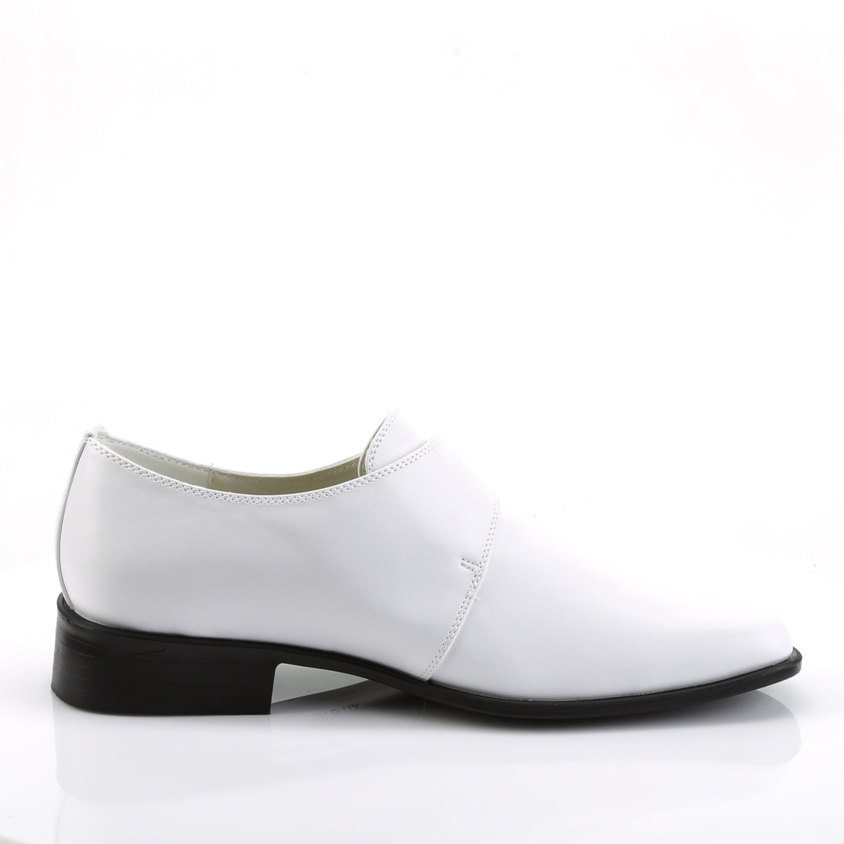 LOAFER-12 **1 " Men's White PU Costume Classic Loafer w/A Side Buckle