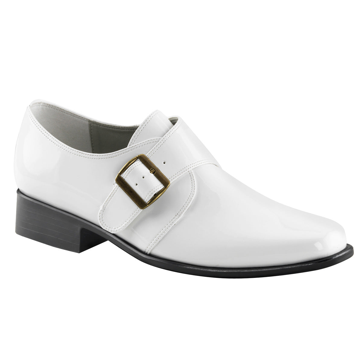 LOAFER-12 **1 " Men's White PU Costume Classic Loafer w/A Side Buckle