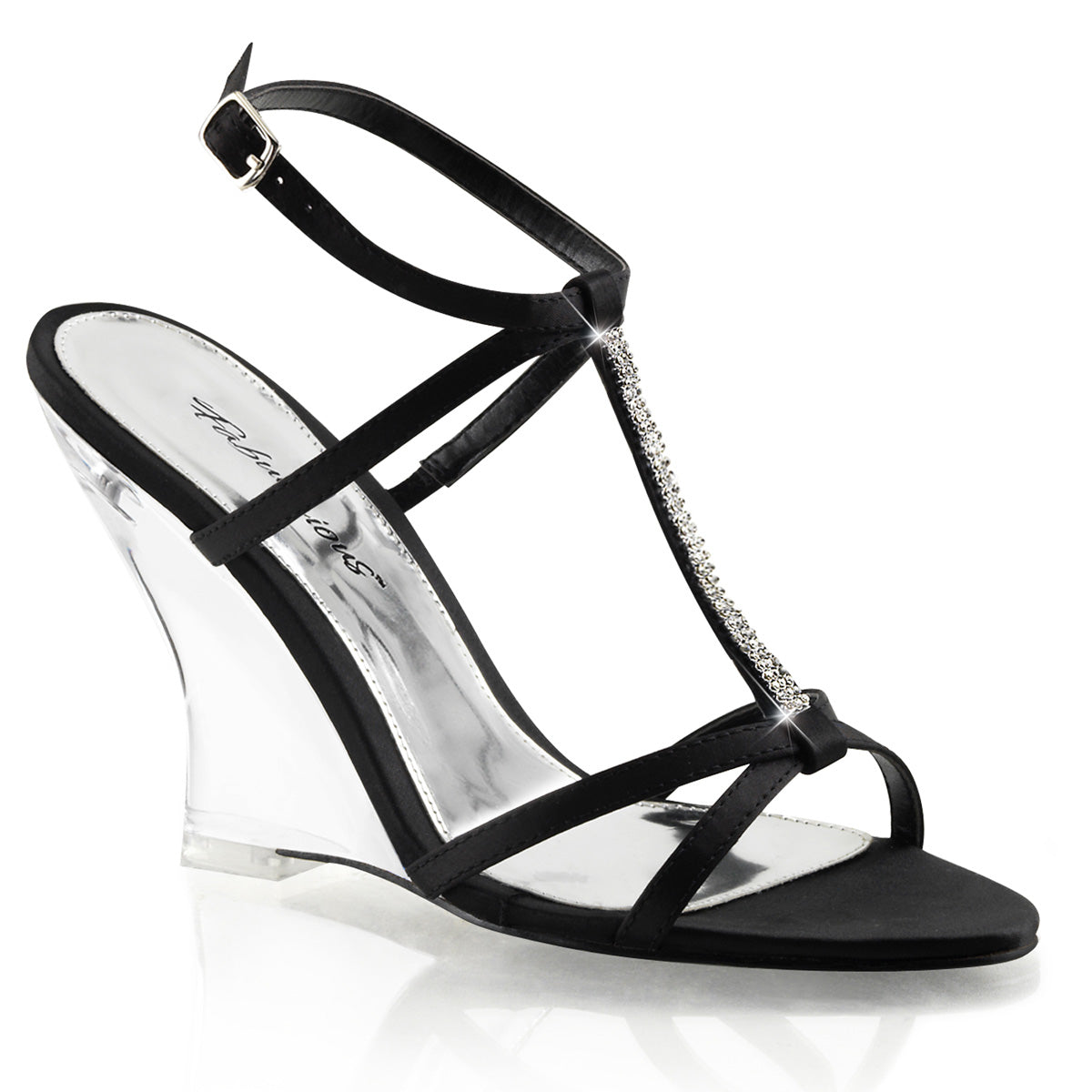 LOVELY-428 *4" T-Strap Sling Back Wedge Sandal