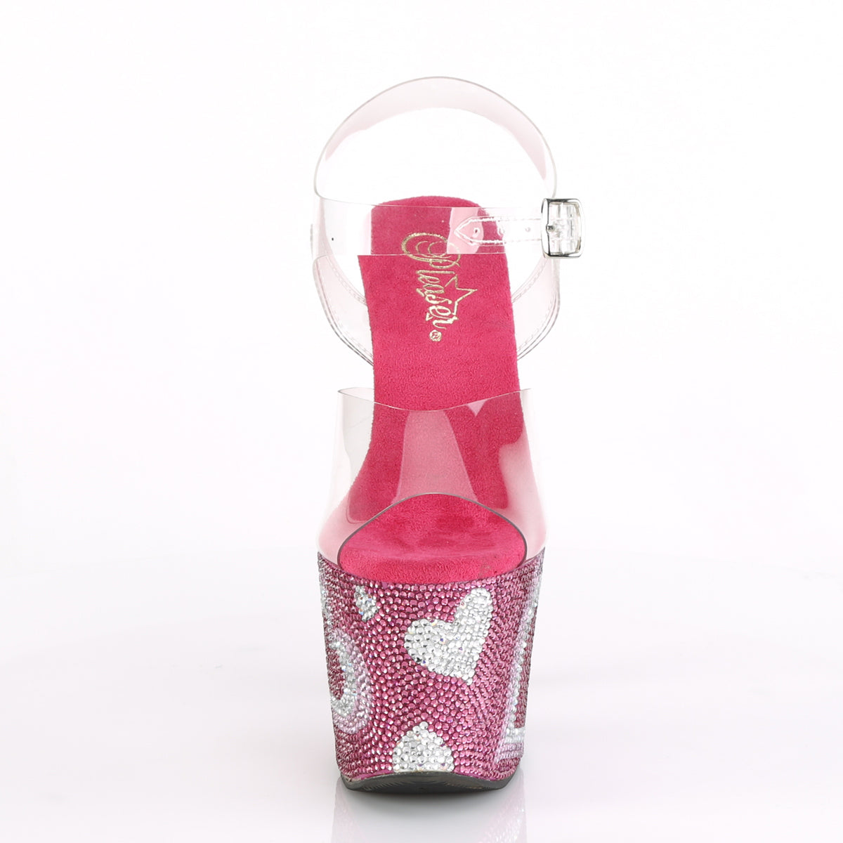 LOVESICK-708HEART 7" Heel, 3 1/4" PF Ankle Strap Sandal w/ RS Hearts