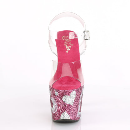LOVESICK-708HEART 7" Heel, 3 1/4" PF Ankle Strap Sandal w/ RS Hearts