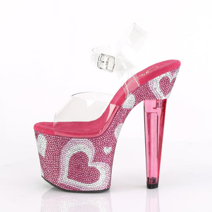 LOVESICK-708HEART 7" Heel, 3 1/4" PF Ankle Strap Sandal w/ RS Hearts
