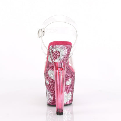 LOVESICK-708HEART 7" Heel, 3 1/4" PF Ankle Strap Sandal w/ RS Hearts