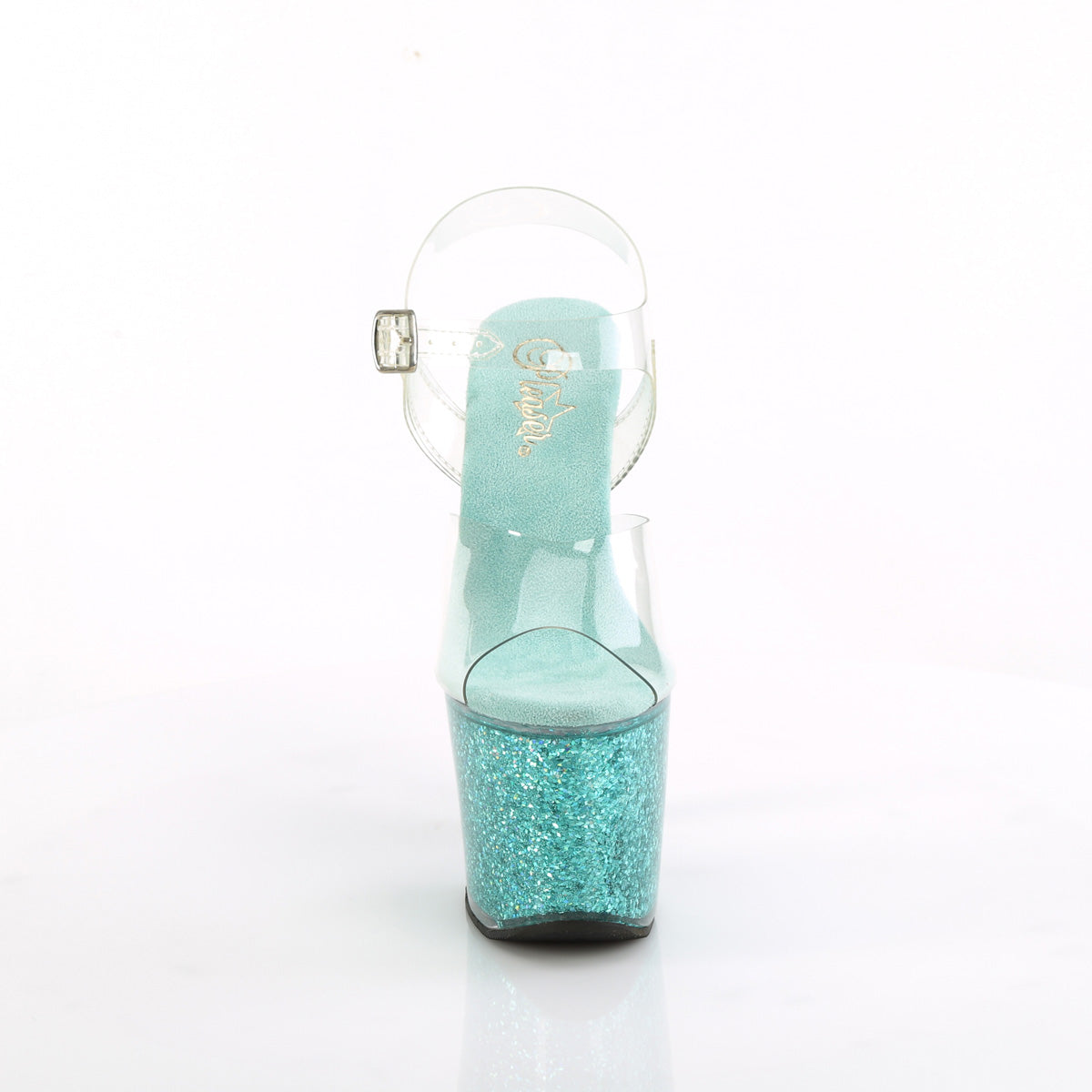 LOVESICK-708SG *7" Heel, 3 1/4" PF Ankle Strap Sandal w/Iridescent Glitters