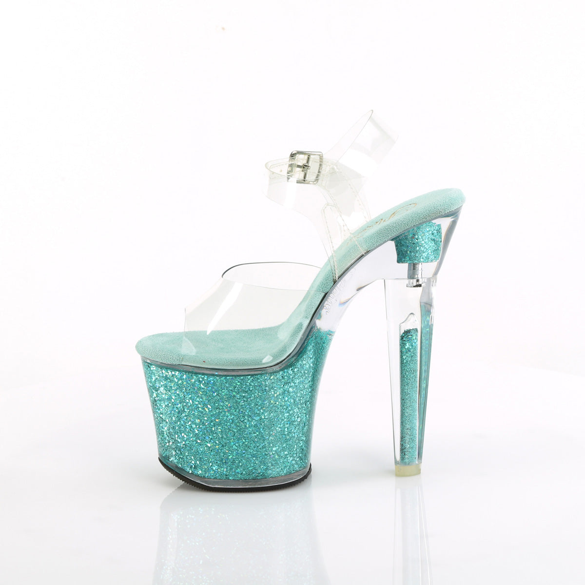 LOVESICK-708SG *7" Heel, 3 1/4" PF Ankle Strap Sandal w/Iridescent Glitters