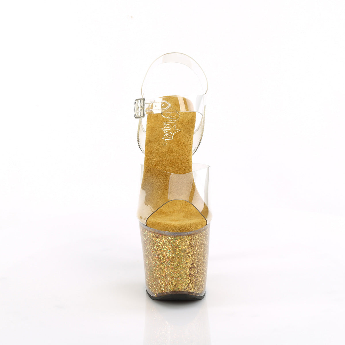 LOVESICK-708SG *7" Heel, 3 1/4" PF Ankle Strap Sandal w/Iridescent Glitters