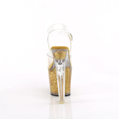 LOVESICK-708SG *7" Heel, 3 1/4" PF Ankle Strap Sandal w/Iridescent Glitters