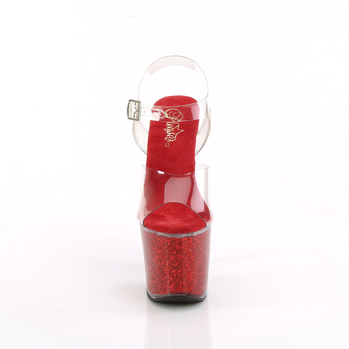LOVESICK-708SG *7" Heel, 3 1/4" PF Ankle Strap Sandal w/Iridescent Glitters