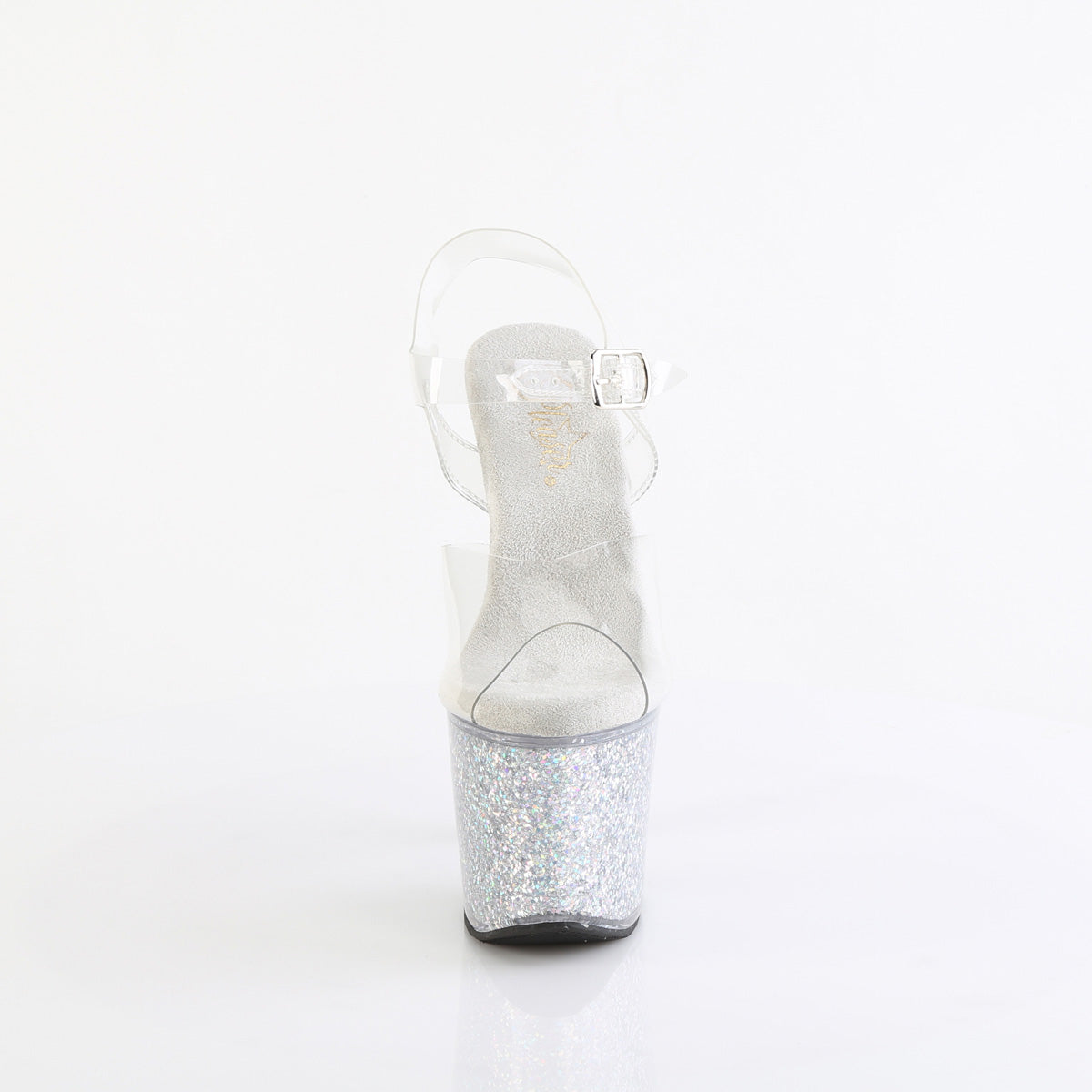 LOVESICK-708SG *7" Heel, 3 1/4" PF Ankle Strap Sandal w/Iridescent Glitters
