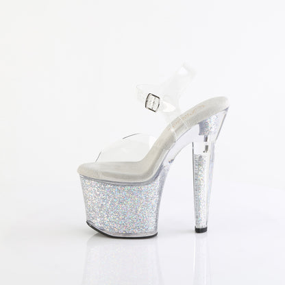 LOVESICK-708SG *7" Heel, 3 1/4" PF Ankle Strap Sandal w/Iridescent Glitters
