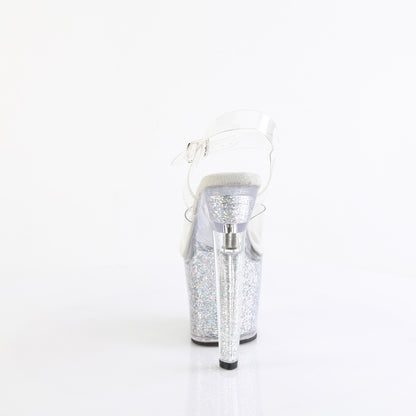 LOVESICK-708SG *7" Heel, 3 1/4" PF Ankle Strap Sandal w/Iridescent Glitters