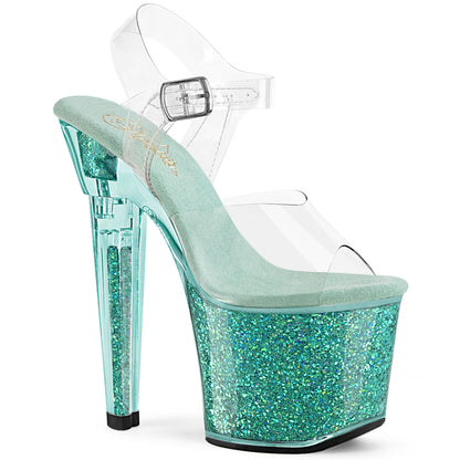LOVESICK-708SG *7" Heel, 3 1/4" PF Ankle Strap Sandal w/Iridescent Glitters