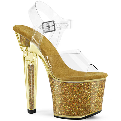 LOVESICK-708SG *7" Heel, 3 1/4" PF Ankle Strap Sandal w/Iridescent Glitters
