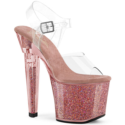 LOVESICK-708SG *7" Heel, 3 1/4" PF Ankle Strap Sandal w/Iridescent Glitters