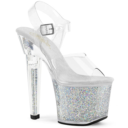 LOVESICK-708SG *7" Heel, 3 1/4" PF Ankle Strap Sandal w/Iridescent Glitters