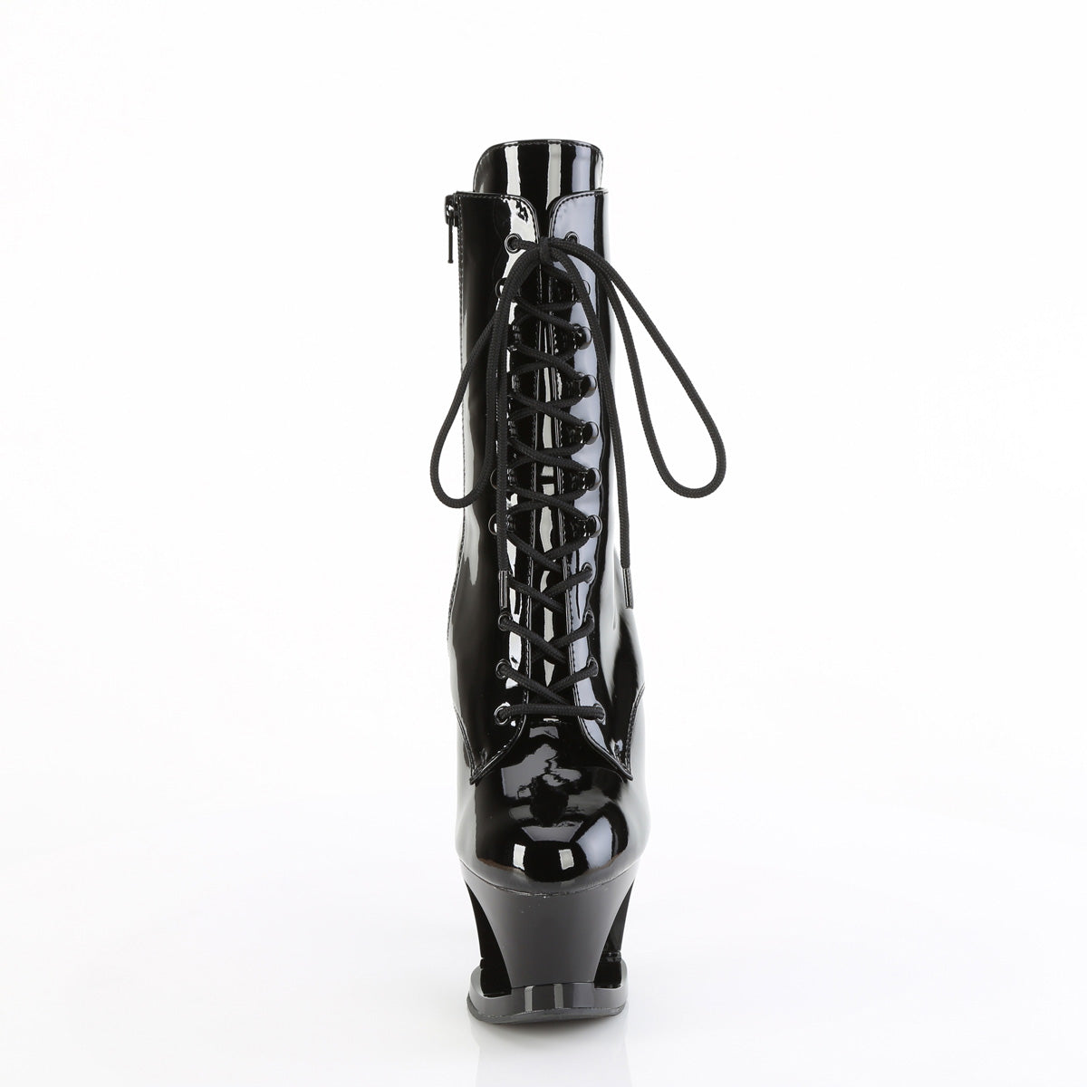 MOON-1020DIA 7" Heel, 2 3/4" Cut-Out PF Lace-Up Ankle Boot, Side Zip