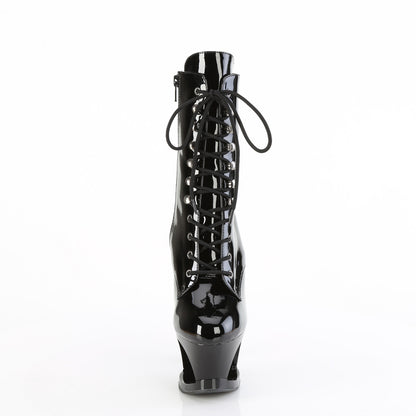 MOON-1020SK 7" Heel, 2 3/4" Cut-Out PF Lace-Up Ankle Boot, Side Zip
