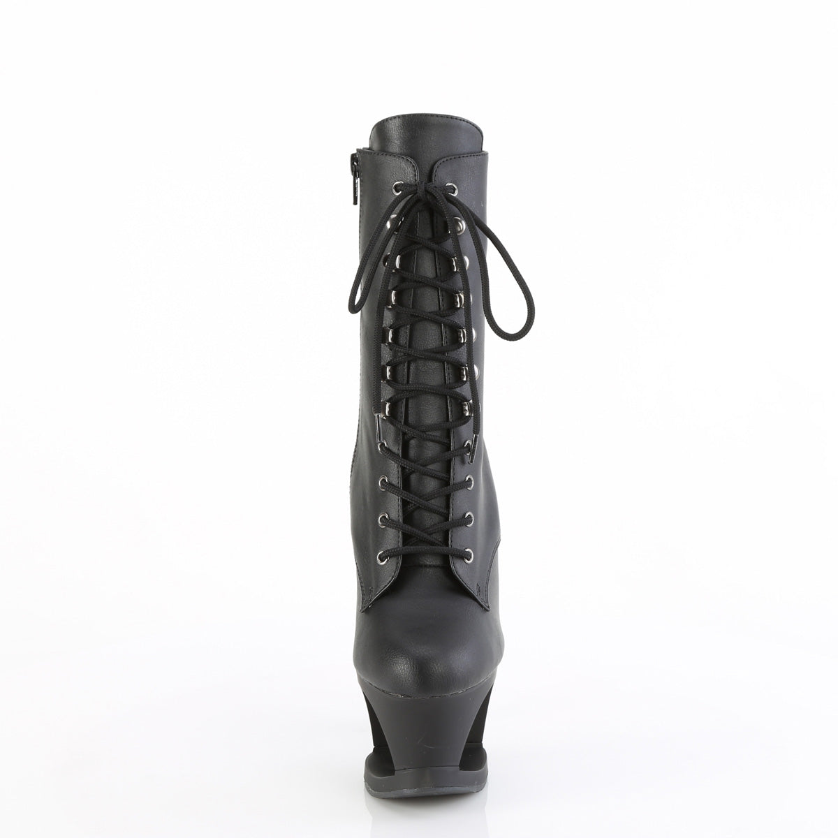 MOON-1020SK 7" Heel, 2 3/4" Cut-Out PF Lace-Up Ankle Boot, Side Zip
