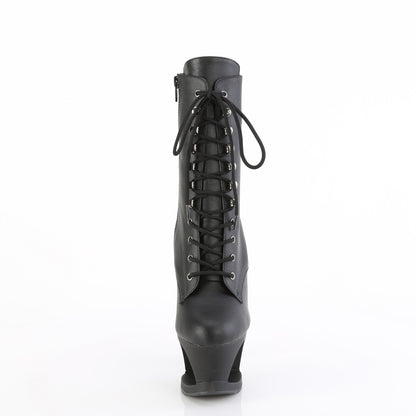 MOON-1020SK 7" Heel, 2 3/4" Cut-Out PF Lace-Up Ankle Boot, Side Zip