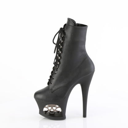 MOON-1020SK *7" Heel, 2 3/4" Cut-Out PF Lace-Up Ankle Boot, Side Zip