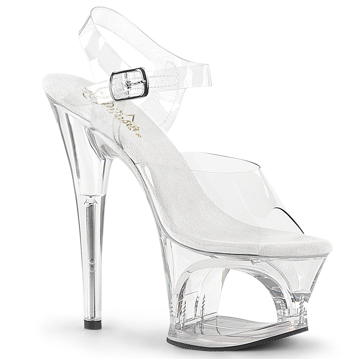 MOON-708 7" Heel, 2 3/4" Cut-Out PF Ankle Strap Sandal