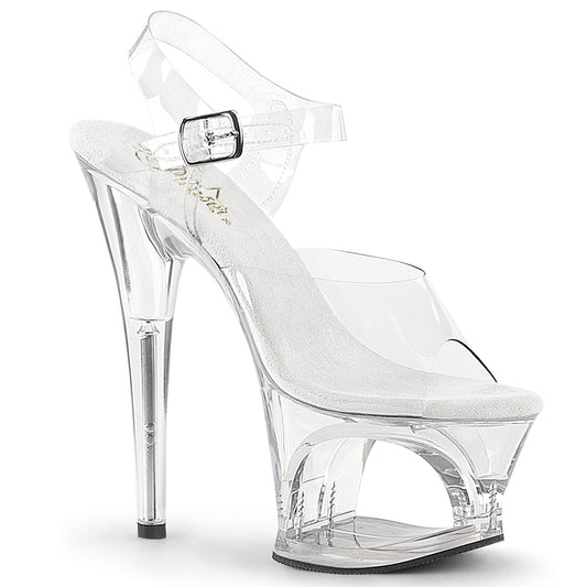 MOON-708 7" Heel, 2 3/4" Cut-Out PF Ankle Strap Sandal