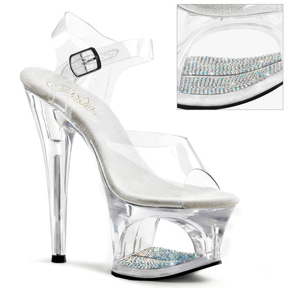 MOON-708DM **7" Heel, 2 3/4" Cut-Out PF Ankle Strap Sandal