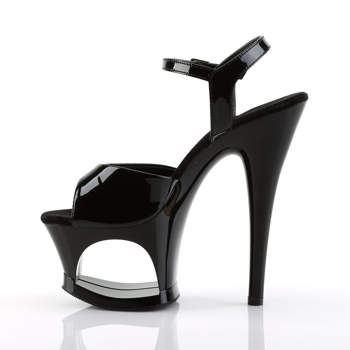 MOON-709 *7" Heel, 2 3/4" Cut-Out PF Ankle Strap Sandal