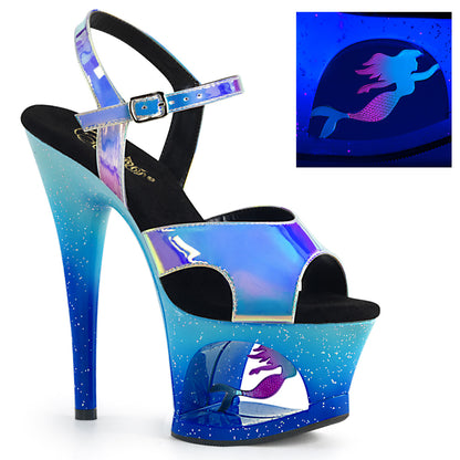 MOON-711MER 7" Heel, 2 3/4" Cut-Out PF Ankle Strap Sandal w/ Mermaid
