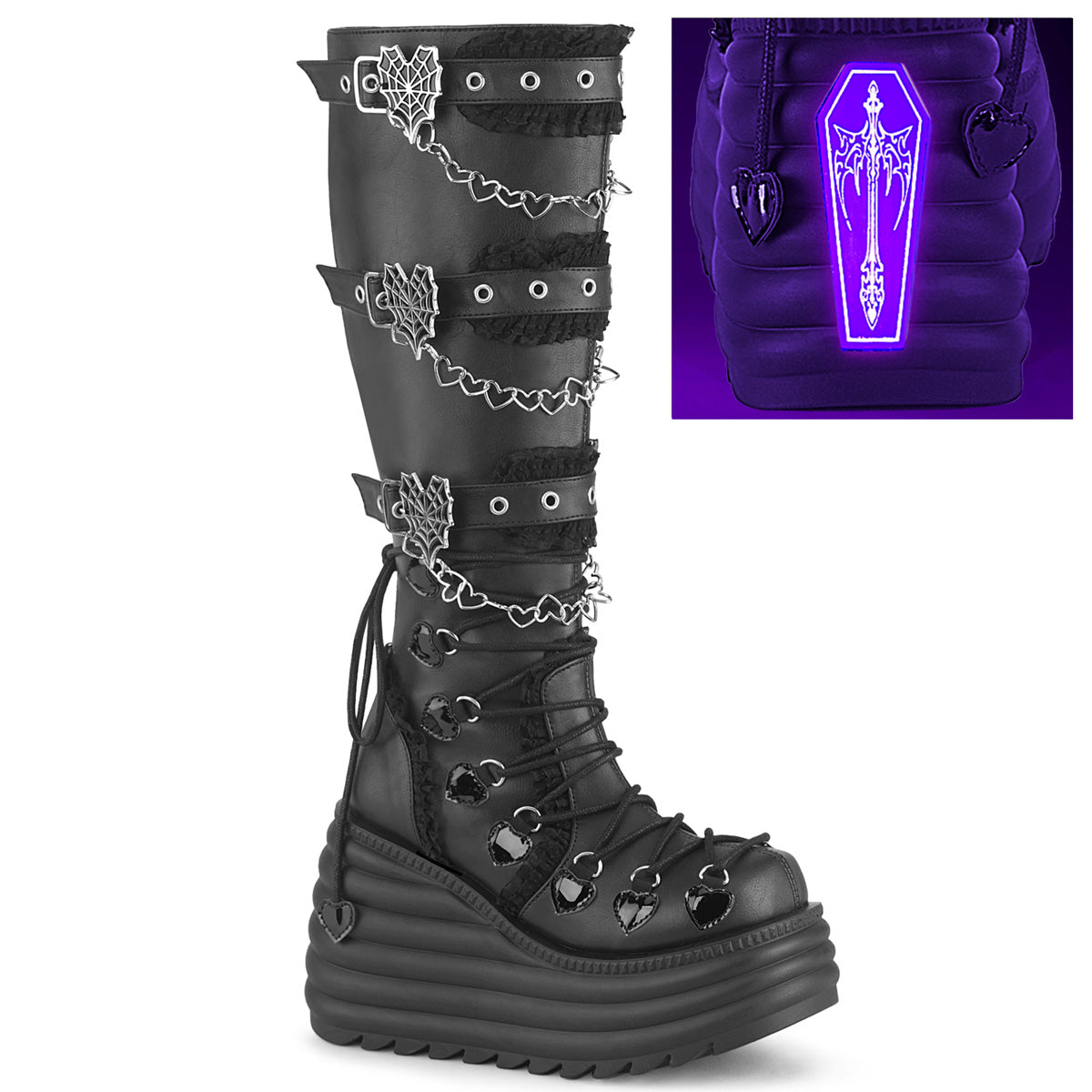 MORTE-215 4 1/2" Platform Knee High Boot, Inside Zip