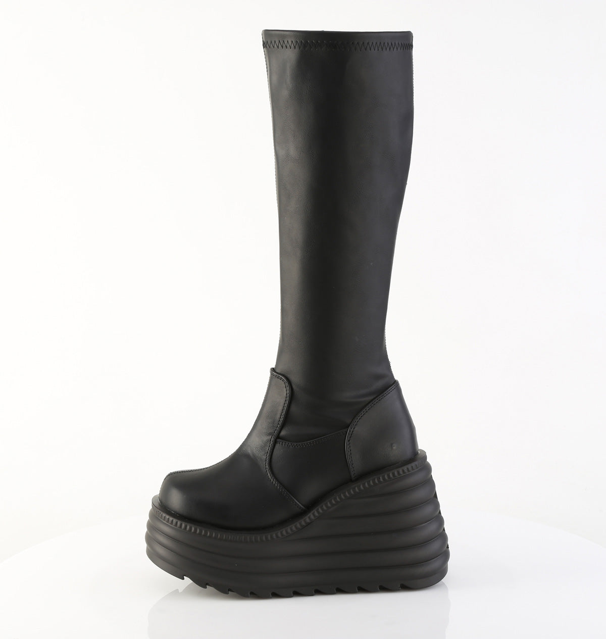 MORTE-300 4 1/2" Platform Stretch Knee High Boot, Inside Zip