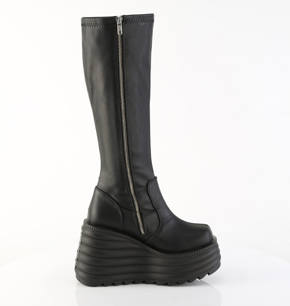 MORTE-300 4 1/2" Platform Stretch Knee High Boot, Inside Zip