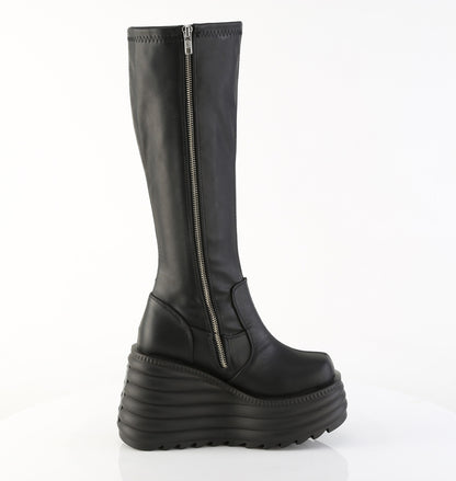 MORTE-300 4 1/2" Platform Stretch Knee High Boot, Inside Zip