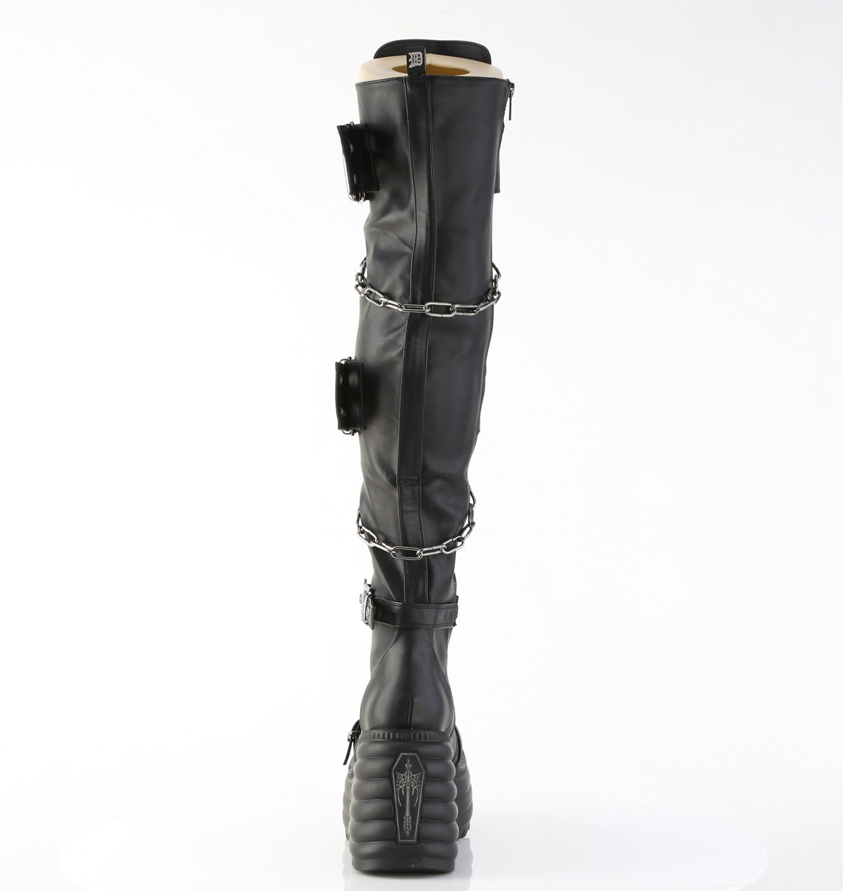 MORTE-312 4 1/2" Platform Lace-Up Thigh-High Boot, Inside Zip