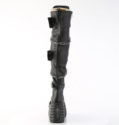 MORTE-312 4 1/2" Platform Lace-Up Thigh-High Boot, Inside Zip