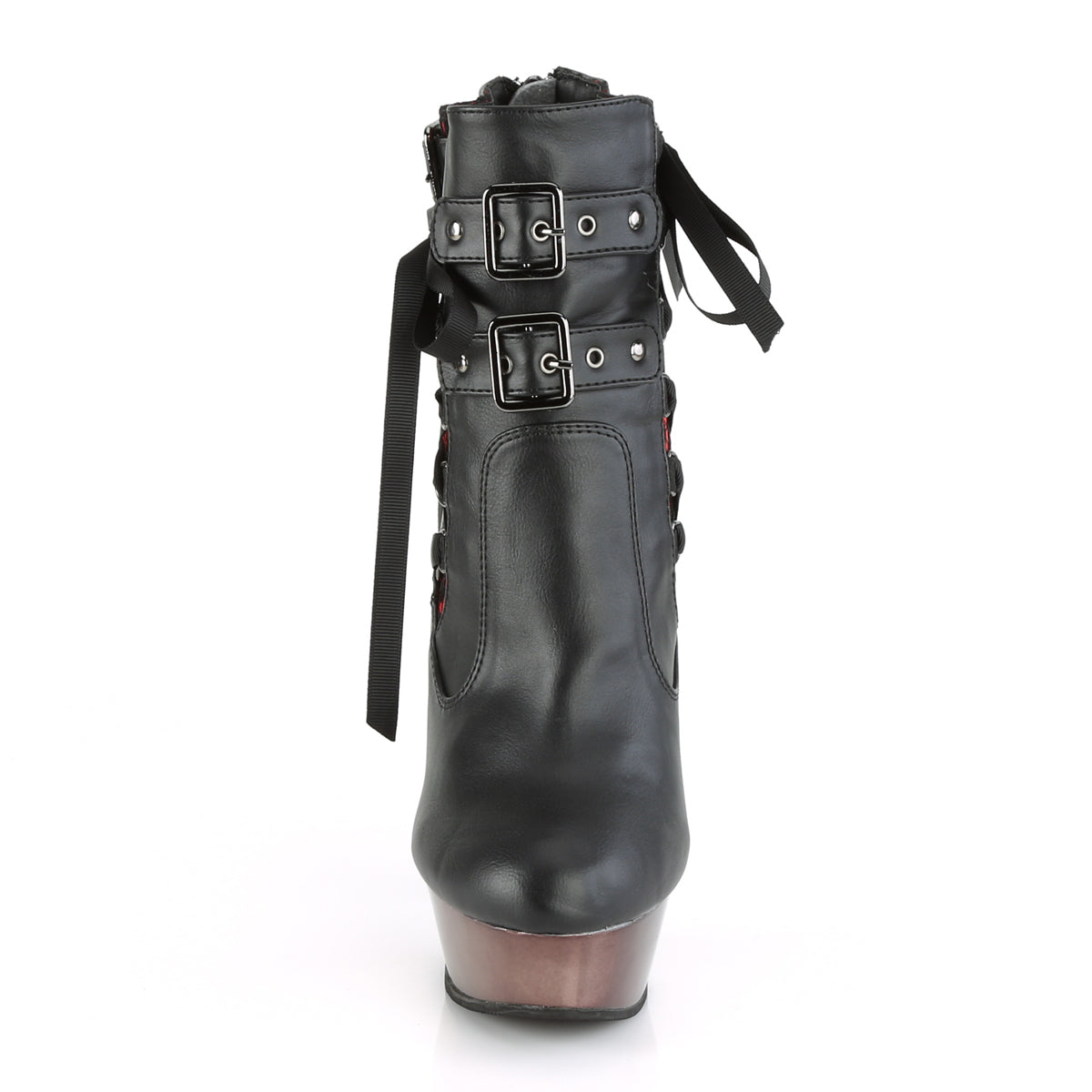 MUERTO-1030 *5 1/2" Finger Bone Heel, 1 1/2" PF Corseted Ankle Boot
