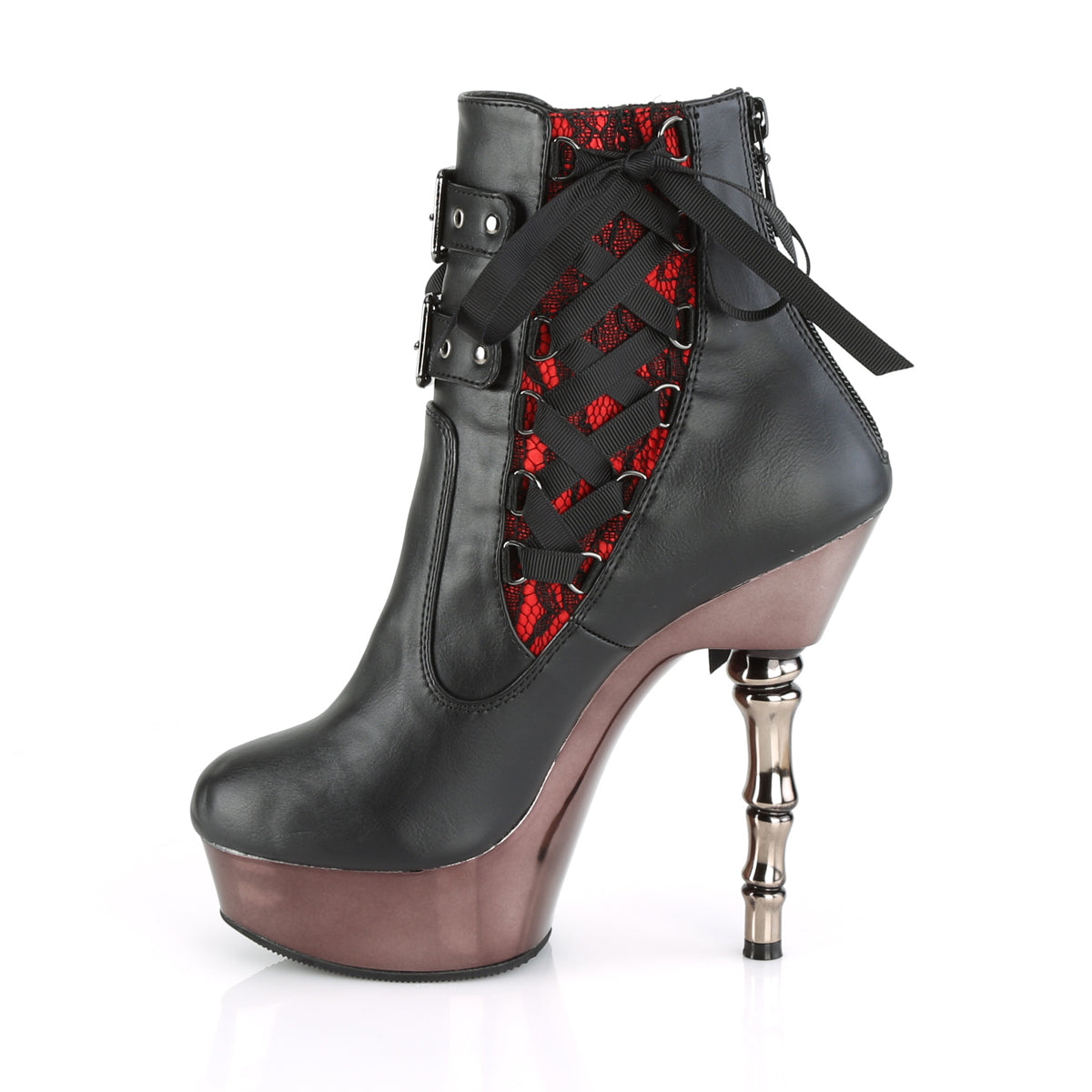 MUERTO-1030 *5 1/2" Finger Bone Heel, 1 1/2" PF Corseted Ankle Boot