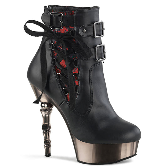 MUERTO-1030 *5 1/2" Finger Bone Heel, 1 1/2" PF Corseted Ankle Boot