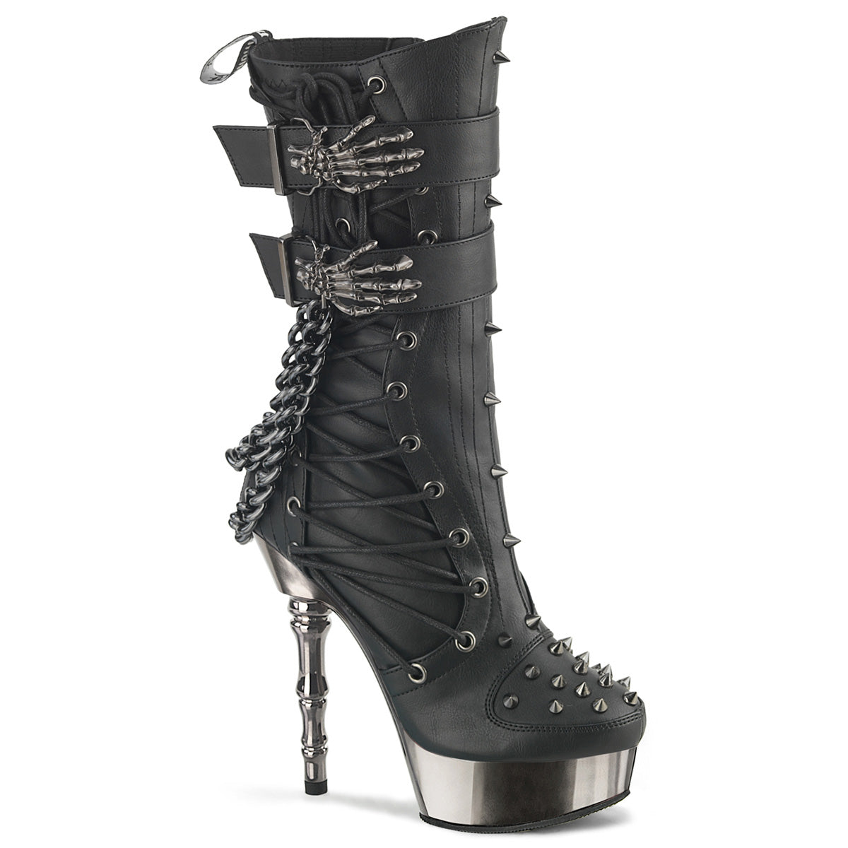 MUERTO-159 5 1/2" Finger Bone Heel, 1 1/2" PF Mid-Calf Boot, Side Zip