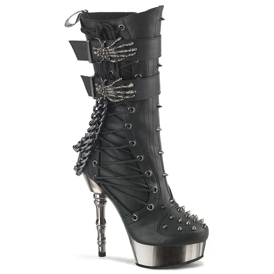 MUERTO-159 5 1/2" Finger Bone Heel, 1 1/2" PF Mid-Calf Boot, Side Zip