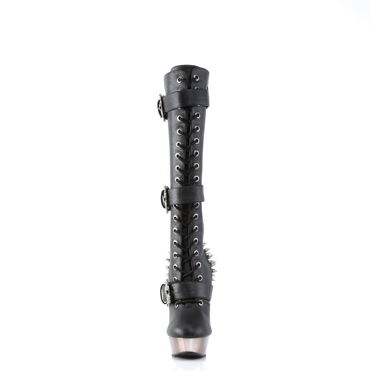 MUERTO-2028 5 1/2" Finger Bone Heel, 1 1/2" PF Lace Up Knee High Boot