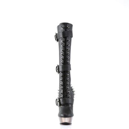 MUERTO-2028 5 1/2" Finger Bone Heel, 1 1/2" PF Lace Up Knee High Boot