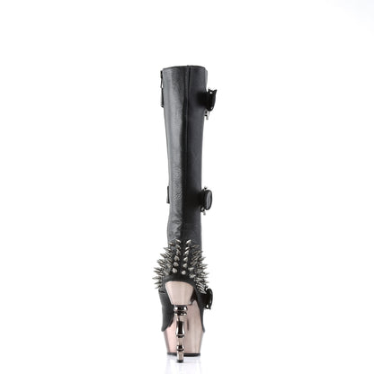 MUERTO-2028 5 1/2" Finger Bone Heel, 1 1/2" PF Lace Up Knee High Boot