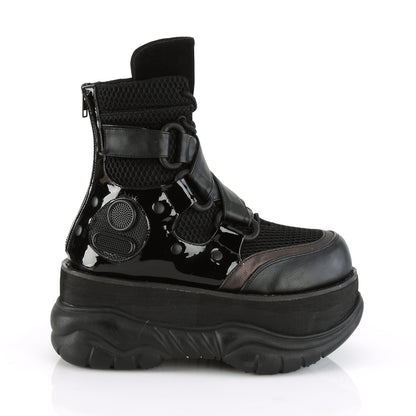 NEPTUNE-126 *3" PF Lace-Up Ankle Boot w/ Hook N' Loop Straps, Back Zip