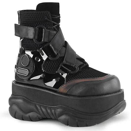 NEPTUNE-126 *3" PF Lace-Up Ankle Boot w/ Hook N' Loop Straps, Back Zip