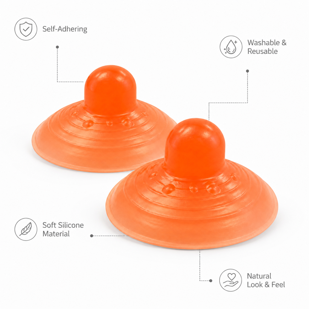 Silicone Attachable Reusable Nipples, Natural Look Stick-On Prosthetic Nipples